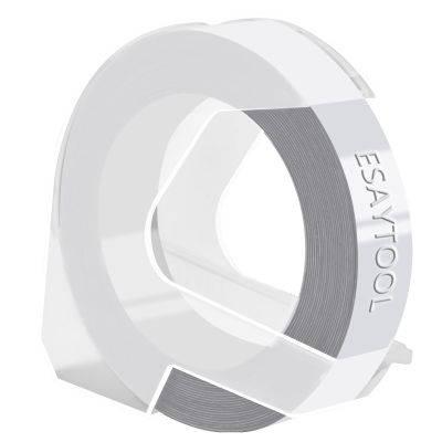 Esaytool 40 X Compatible with Dymo 3D Embossing Label Tape 520104 A520104 A0898110 White on Silver 9mm 3/8 inch x 9.8 Feet Replacement for Organizer Xpress Pro, MoTEX E101 E404, Office Mate II