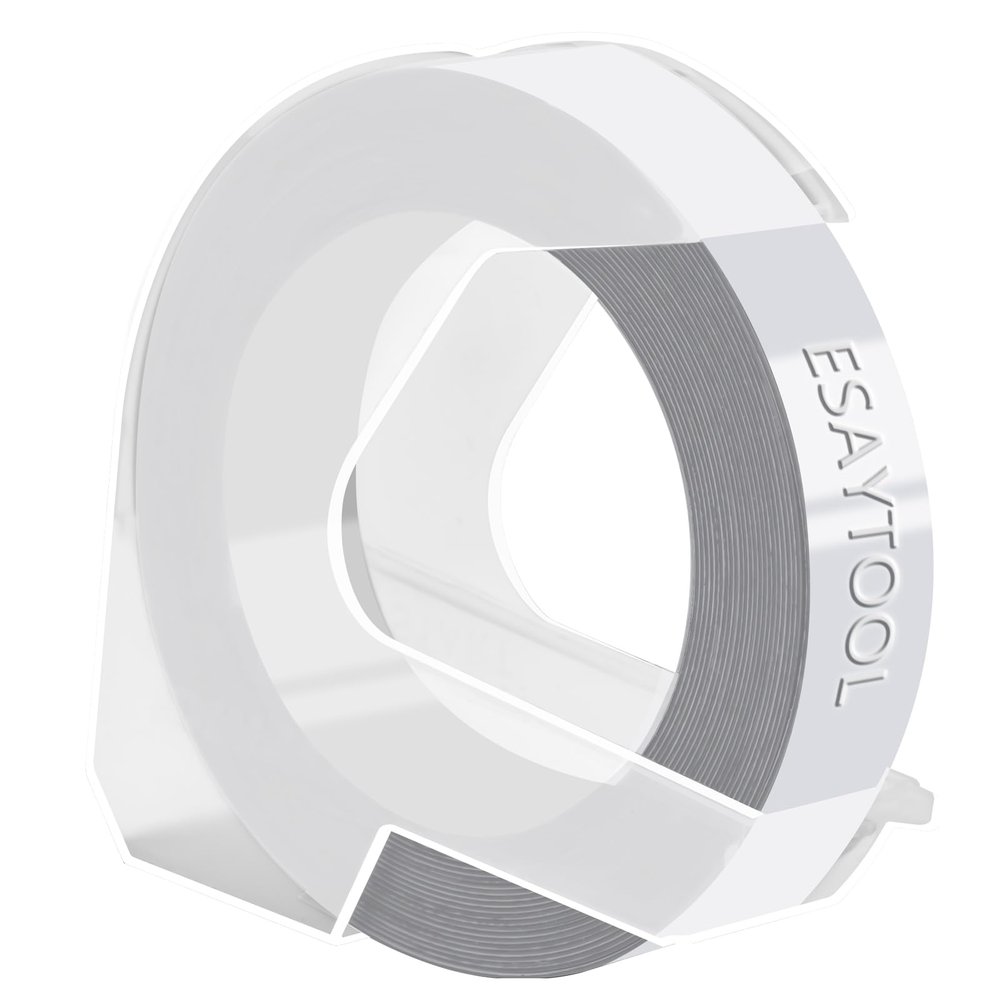 Esaytool 40 X Compatible with Dymo 3D Embossing Label Tape 520104 A520104 A0898110 White on Silver 9mm 3/8 inch x 9.8 Feet Replacement for Organizer Xpress Pro, MoTEX E101 E404, Office Mate II