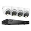 ANNKE 2MP Security Camera System, 8CH 4K DVR Recorder with AI Motion Detection, 4X 1080P (19201080) Add-on Wired Turret White Cams with Smart Dual Light, IP67, Compatible with Alexa, No Hard Drive view 1