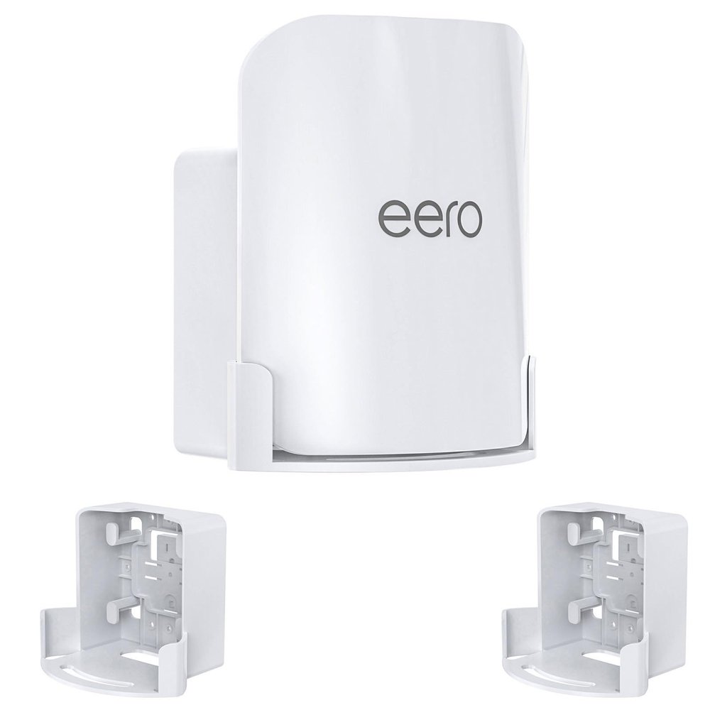 Eero Pro 7 Wall Mount for eero Pro 7 Mesh Wi-Fi 7 router, Space-Saving Holder with Cable Management, Wall & Outlet Mounting, Easy Installation, Includes Screws & Quick Start Guide (White, 2 Pack)