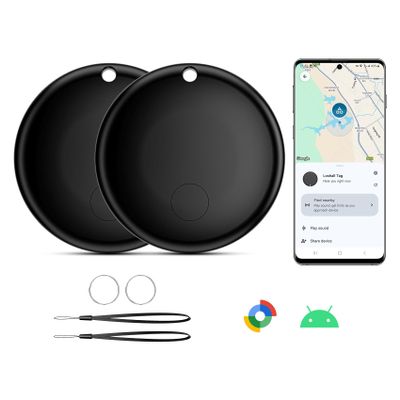 2025 Upgraded Android Air Tracker Tag Luggage Tracker Tags Bluetooth Tracker for Android Smart Tracking Tag for Google Find My Device App Item Finder for Backpack, Keys (2 Black)