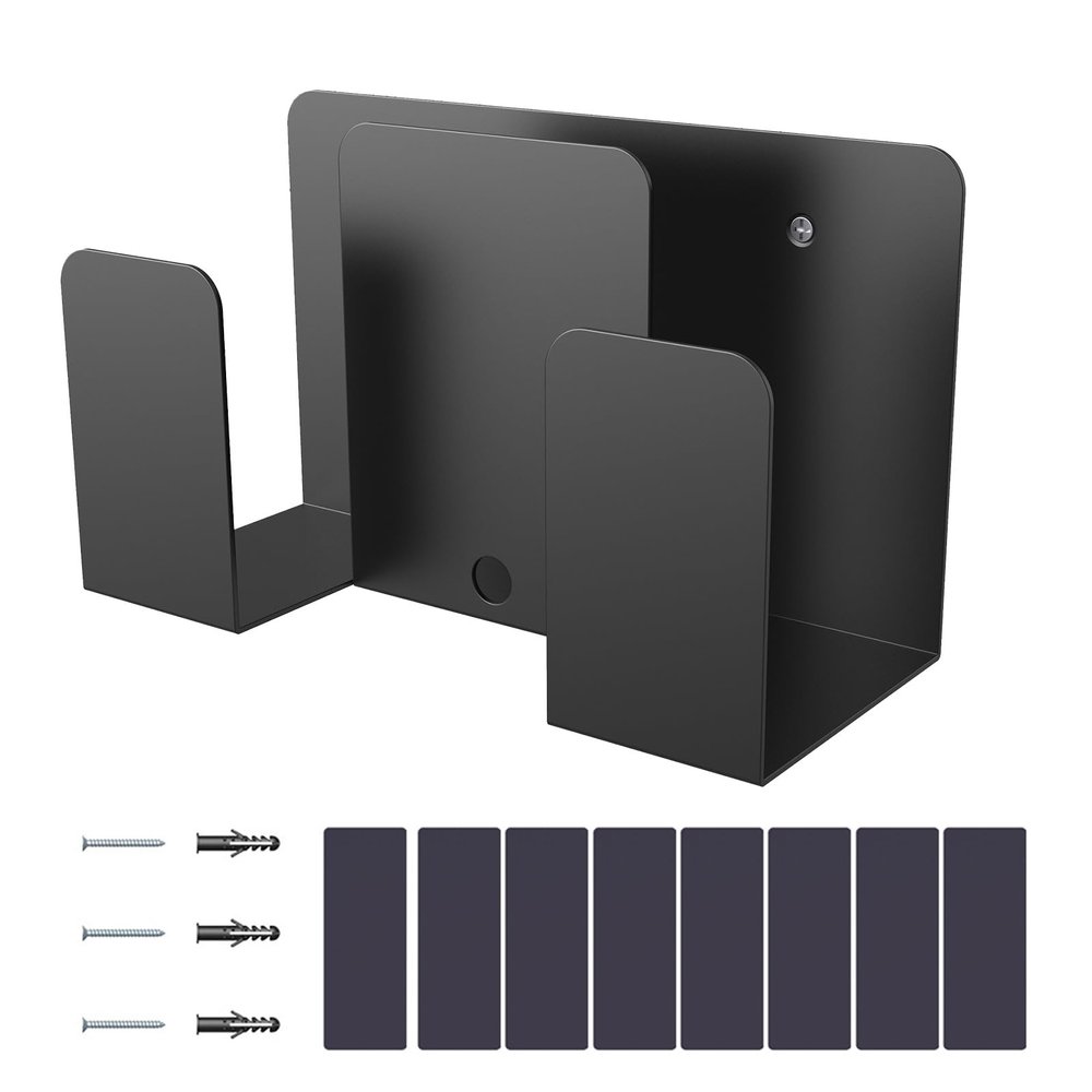 MOAIYU Metal Wall Mount Storage Rack for Laptops and Tablets, 2 Layer Metal Wall Shelf Holds Devices Up to 4cm Thick