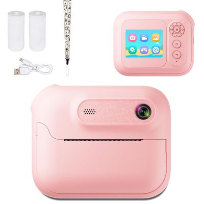 Kids Instant Print Camera, 48MP 1080P HD 6X Zoom Instant Camera with 3 Rolls Print Paper for Boys & Girls Age 3-15 (Roseate)
