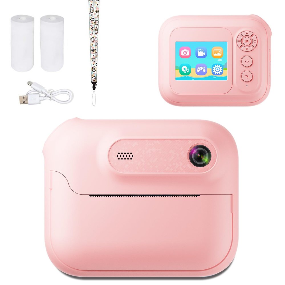 Kids Instant Print Camera, 48MP 1080P HD 6X Zoom Instant Camera with 3 Rolls Print Paper for Boys & Girls Age 3-15 (Roseate)