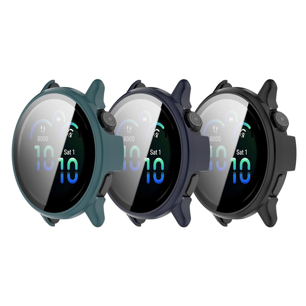 Hard PC Case Compatible for Garmin Vivoactive 6 Smartwatch Cover with Screen Protector Case (Green/Blue/Black)