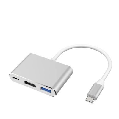 3 in 1 3.0 USB Multi-Function HUB for S23 S22 Ultra TY>pe C to HDMI Adapter Note 20 10 15 16 5-g OTG Adapter(3 in 1 Silver)