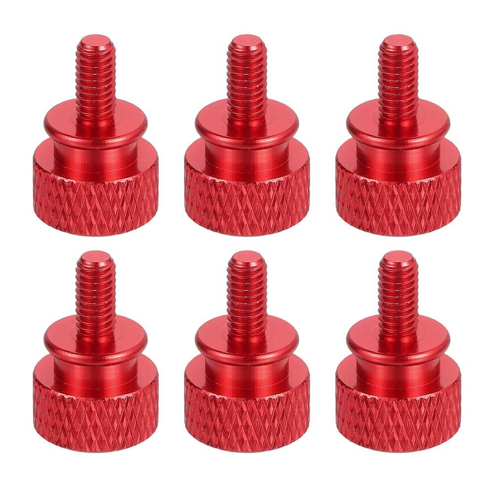 MECCANIXITY 6Pcs M4x0.7mm Aluminum Thumb Screws, 12x18mm(ODxH) Computer Case Thumb Screws for PC Side Panel Motherboard Mounting Screw, Red