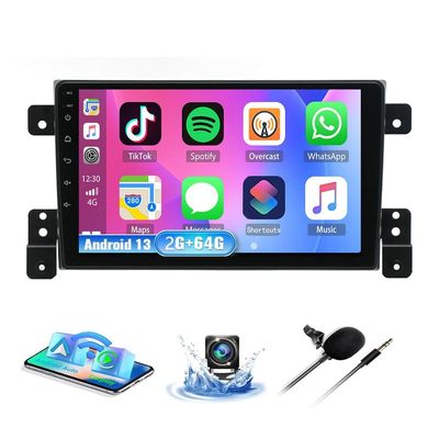 4+64GB Android13 Radio Car Stereo for Suzuki Grand Vitara 2005-2015 w/CarPlay Android Auto 9 inch IPS Touchscreen GPS Navigation Car Head Unit DSP Mirror Link Bluetooth WiFi FM Backup Camera