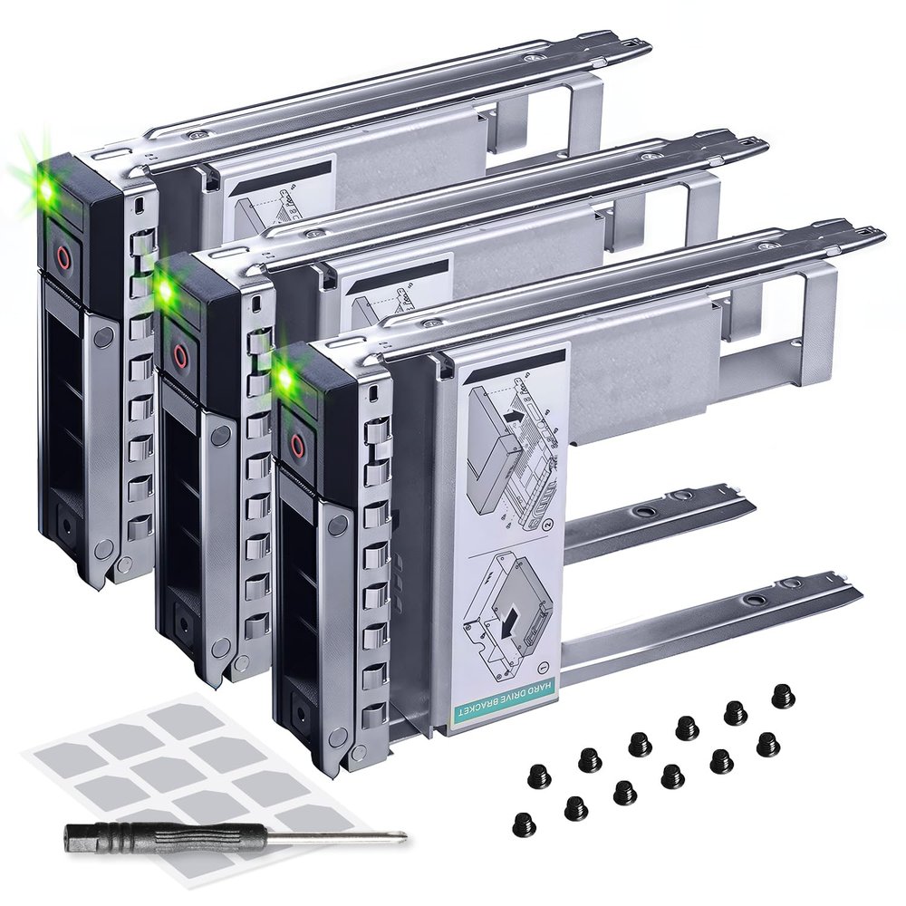 DRIVECADDY 3-Pack - 3.5" Hard Drive Caddy with 2.5" to 3.5" HDD Adapter - Compatible for Dell PowerEdge Servers - T360 R360 T560 R660 R660xs R6615 R6625 R7615 R7625 R760 R760xs R760xd2