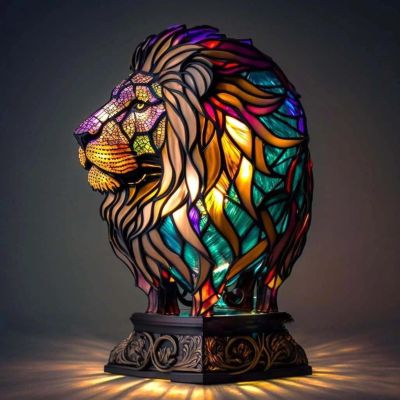 3D Animal LED Night Light - Colorful Resin & Glass Desktop Lamp, Retro-Style Cute Decor for Nursery/Office