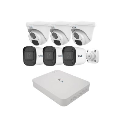 Revo Ultra Blue Series 8CH 4K POE H.265 NVR, 2TB & 6X 5 Megapixel Indoor/Outdoor IR Cameras with Built-in Mic Remote Access Via Pc, Mac & Phone (No Monthly Fee)