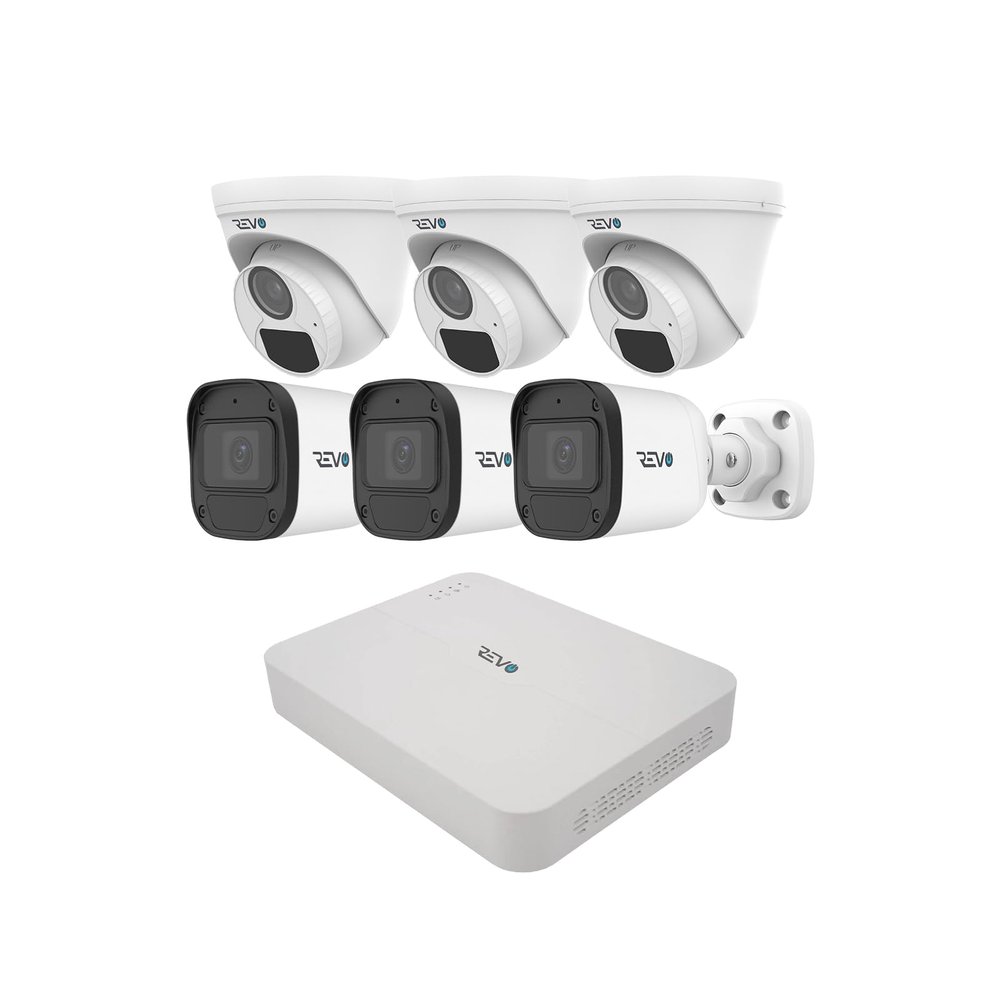 Revo Ultra Blue Series 8CH 4K POE H.265 NVR, 2TB & 6X 5 Megapixel Indoor/Outdoor IR Cameras with Built-in Mic Remote Access Via Pc, Mac & Phone (No Monthly Fee)
