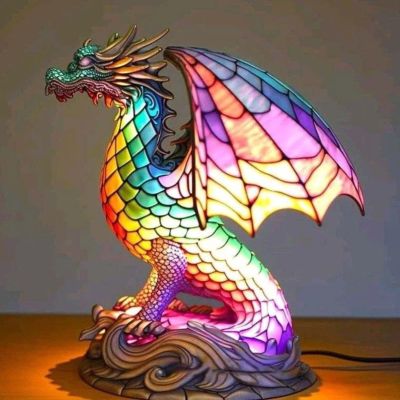 3D Animal LED Night Light - Colorful Resin & Glass Desktop Lamp, Retro-Style Cute Decor for Nursery/Office
