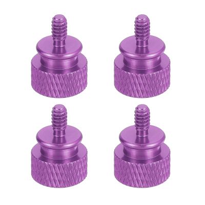 MECCANIXITY 4Pcs #6-32 UNC Aluminum Thumb Screws, 12x16mm(ODxH) Computer Case Thumb Screws for PC Side Panel Motherboard Mounting Screw, Purple