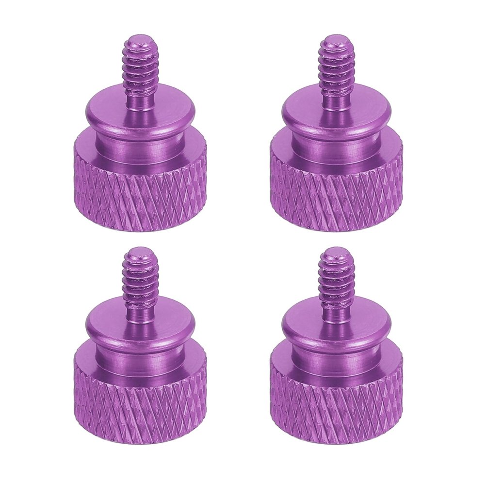 MECCANIXITY 4Pcs #6-32 UNC Aluminum Thumb Screws, 12x16mm(ODxH) Computer Case Thumb Screws for PC Side Panel Motherboard Mounting Screw, Purple