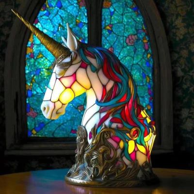 3D Animal LED Night Light - Colorful Resin & Glass Desktop Lamp, Retro-Style Cute Decor for Nursery/Office