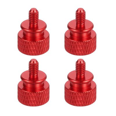 MECCANIXITY 4Pcs M4x0.7mm Aluminum Thumb Screws, 12x16mm(ODxH) Computer Case Thumb Screws for PC Side Panel Motherboard Mounting Screw, Red