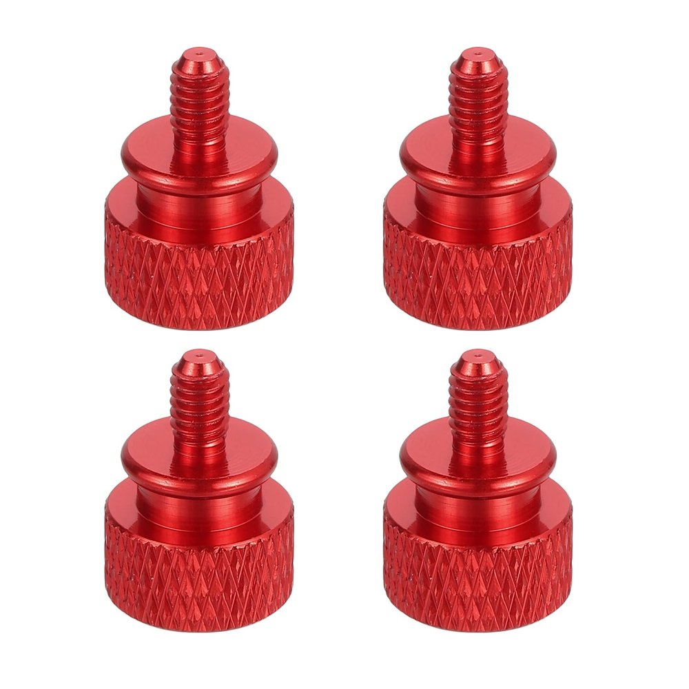 MECCANIXITY 4Pcs M4x0.7mm Aluminum Thumb Screws, 12x16mm(ODxH) Computer Case Thumb Screws for PC Side Panel Motherboard Mounting Screw, Red