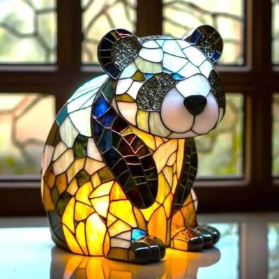 3D Animal LED Night Light - Colorful Resin & Glass Desktop Lamp, Retro-Style Cute Decor for Nursery/Office