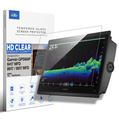 INNOSURE Premium Tempered Glass Screen Protector designed for Garmin GPSMAP 8417MFD / 8617 / 8617MFD Marine Chartplotter 17 Inch Touchscreen 9H Anti Scratch (HD Clear)