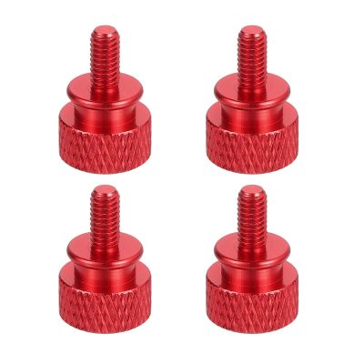 MECCANIXITY 4Pcs M4x0.7mm Aluminum Thumb Screws, 12x18mm(ODxH) Computer Case Thumb Screws for PC Side Panel Motherboard Mounting Screw, Red