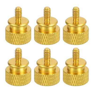 MECCANIXITY 6Pcs #6-32 UNC Aluminum Thumb Screws, 12x16mm(ODxH) Computer Case Thumb Screws for PC Side Panel Motherboard Mounting Screw, Gold
