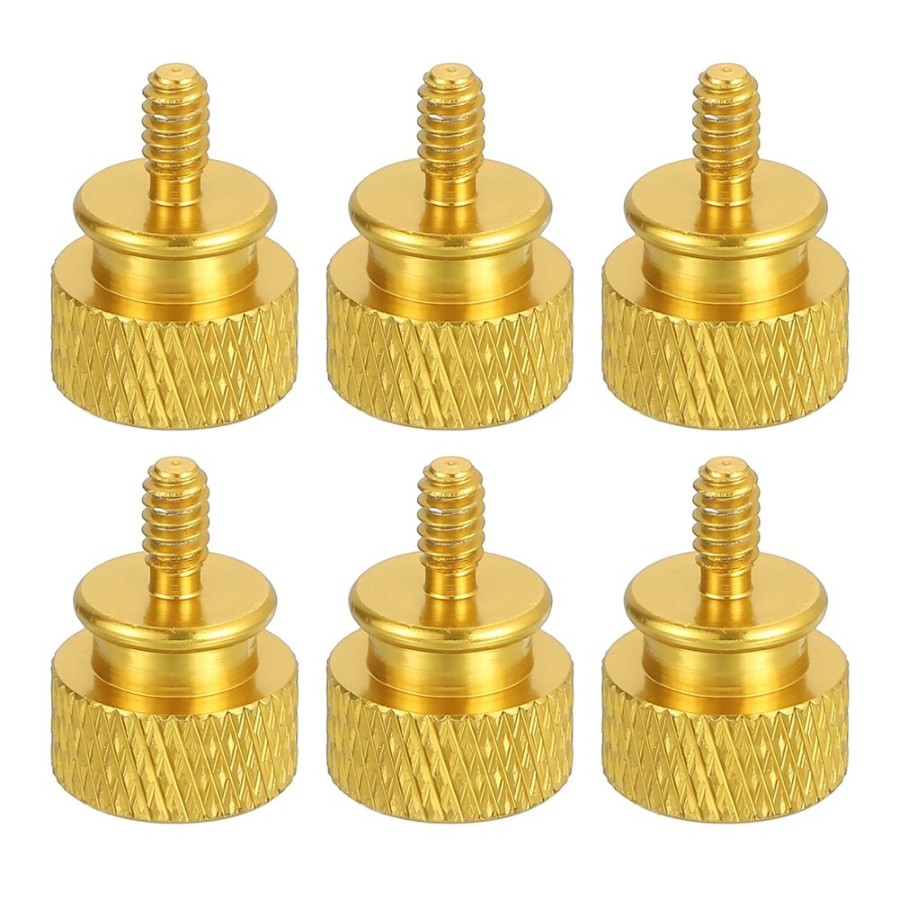MECCANIXITY 6Pcs #6-32 UNC Aluminum Thumb Screws, 12x16mm(ODxH) Computer Case Thumb Screws for PC Side Panel Motherboard Mounting Screw, Gold