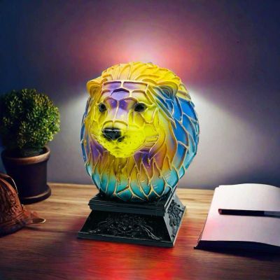 3D Animal LED Night Light - Colorful Resin & Glass Desktop Lamp, Retro-Style Cute Decor for Nursery/Office