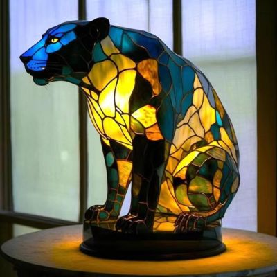 3D Animal LED Night Light - Colorful Resin & Glass Desktop Lamp, Retro-Style Cute Decor for Nursery/Office