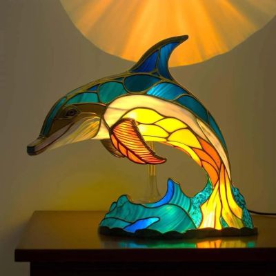 3D Animal LED Night Light - Colorful Resin & Glass Desktop Lamp, Retro-Style Cute Decor for Nursery/Office
