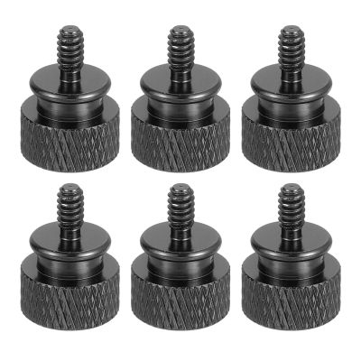 MECCANIXITY 6Pcs #6-32 UNC Aluminum Thumb Screws, 12x16mm(ODxH) Computer Case Thumb Screws for PC Side Panel Motherboard Mounting Screw, Black