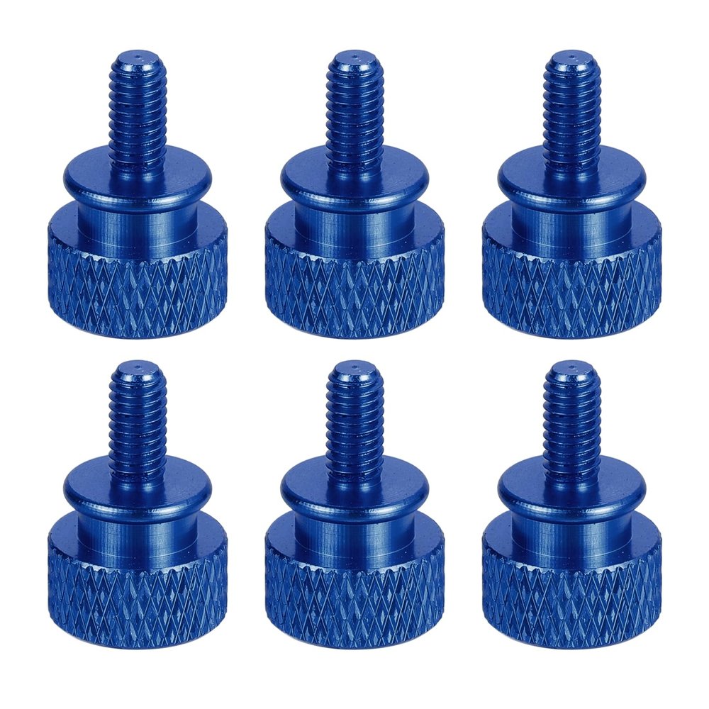MECCANIXITY 6Pcs M4x0.7mm Aluminum Thumb Screws, 12x18mm(ODxH) Computer Case Thumb Screws for PC Side Panel Motherboard Mounting Screw, Glue