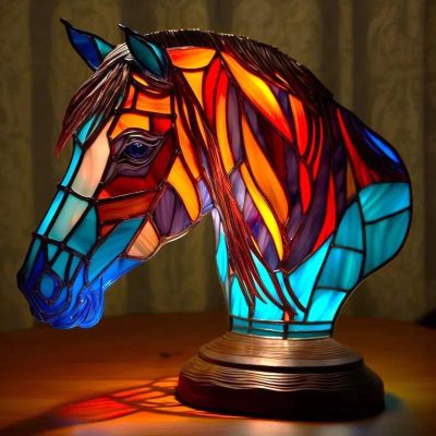 3D Animal LED Night Light - Colorful Resin & Glass Desktop Lamp, Retro-Style Cute Decor for Nursery/Office