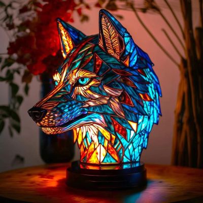 3D Animal LED Night Light - Colorful Resin & Glass Desktop Lamp, Retro-Style Cute Decor for Nursery/Office