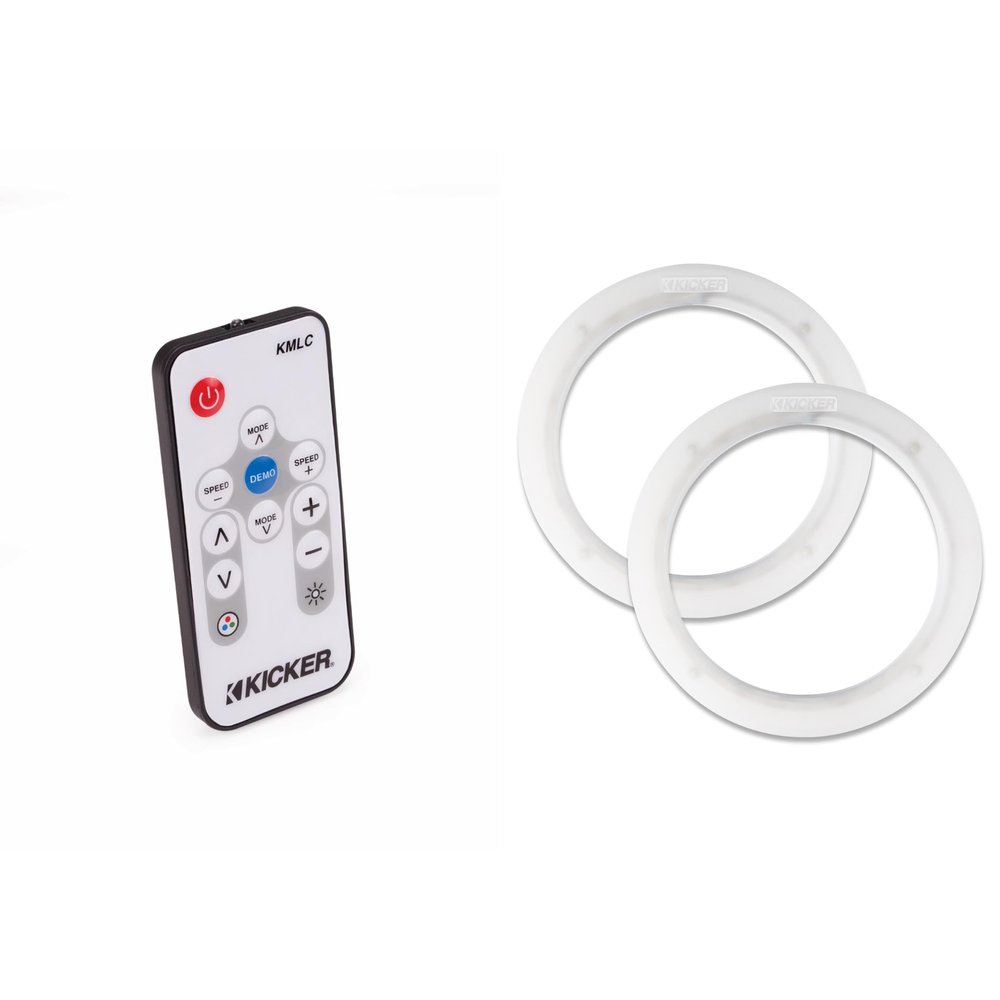 Kicker 50KLSR65 6.5" Weather Proof Led Lighted Speaker Rings, 2 Total Rings & LED Remote Bundle