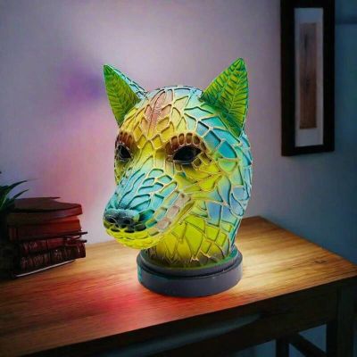 3D Animal LED Night Light - Colorful Resin & Glass Desktop Lamp, Retro-Style Cute Decor for Nursery/Office