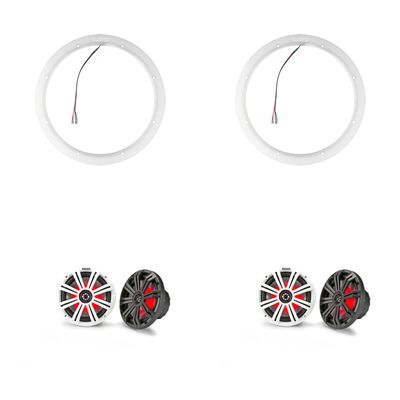 Kicker (2 Pair) 45KM84L 8" LED Marine Speakers & 47KLSR8 8-Inch LED Spacer Rings Bundle