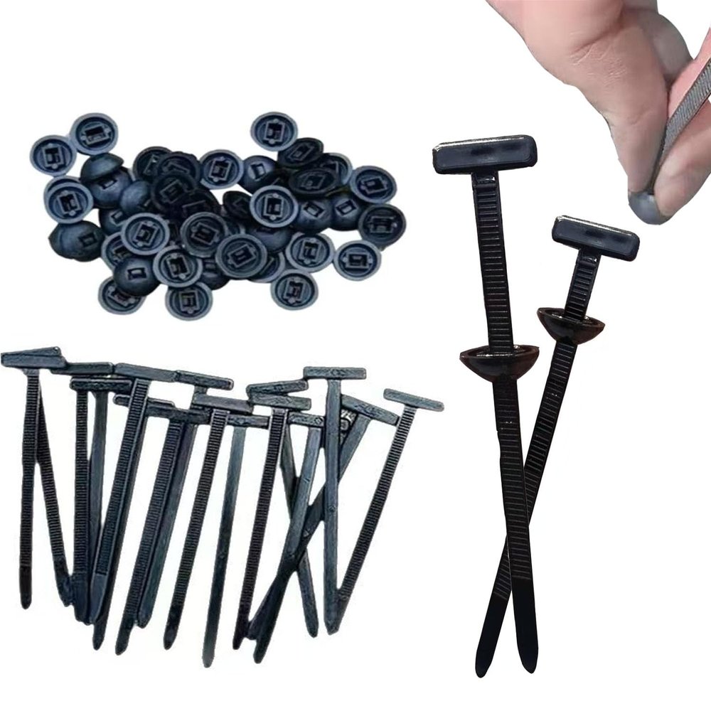 100pcs Nylon Universal Cable Tie Buckle, Heavy Duty Self Zip Tie Holder Clips, Push Mount Zip Ties With Pin & Button Design, Multipurpose Plastic Cable Ties Tool For Car Daily Repair (20pcs)