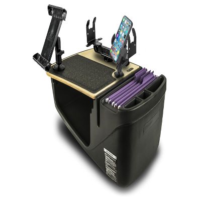 AutoExec Efficiency GripMaster Car Desk for Your Vehicle Workstation and Mobile Office, Natural with Phone Mount, Tablet Mount and Printer Stand
