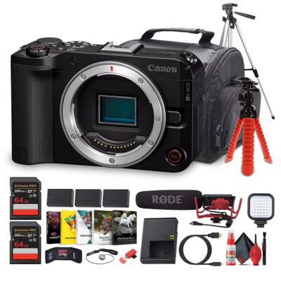 Canon EOS R50 V Mirrorless Camera (6895C002) | 24.2MP APS-C Sensor | 4K60p Video | Dual Pixel AF II | Lightweight for Vlogging + Mic + LED Light + More