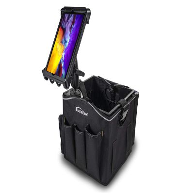 AutoExec Milkcrate Vehicle and Mobile Office Work Station with Apron Organizer, Tablet Mount and 400 watt Power Inverter
