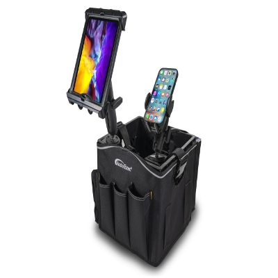 AutoExec Milkcrate Vehicle and Mobile Office Work Station with Apron Organizer, Phone Mount, Tablet Mount and 400 watt Power Inverter