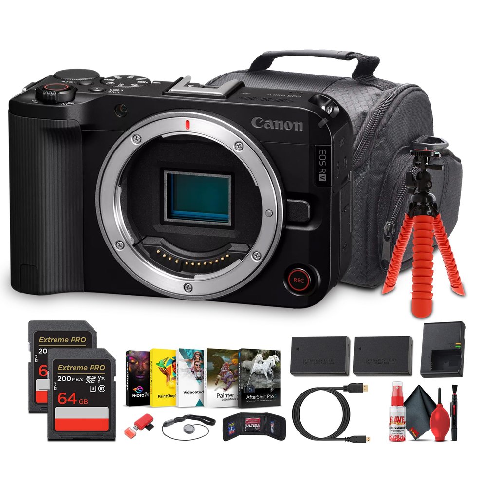 Canon EOS R50 V Mirrorless Camera (6895C002) | 24.2MP APS-C Sensor | 4K60p Video | Dual Pixel AF II | Lightweight for Vlogging + Photo Software + 64GB Card + More