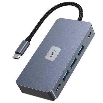 2 Port HDMI TV Adapter 7-in-1 USB C Hub Type-C PD Charger Compatible with Samsung Galaxy S25 Edge, Audio Video Projector Converter