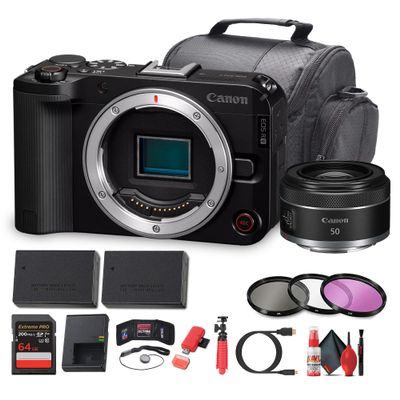 Canon EOS R50 V Mirrorless Camera (6895C002) | 24.2MP APS-C Sensor | 4K60p | Dual Pixel AF II | Flip Screen RF 50mm f/1.8 STM Lens + More