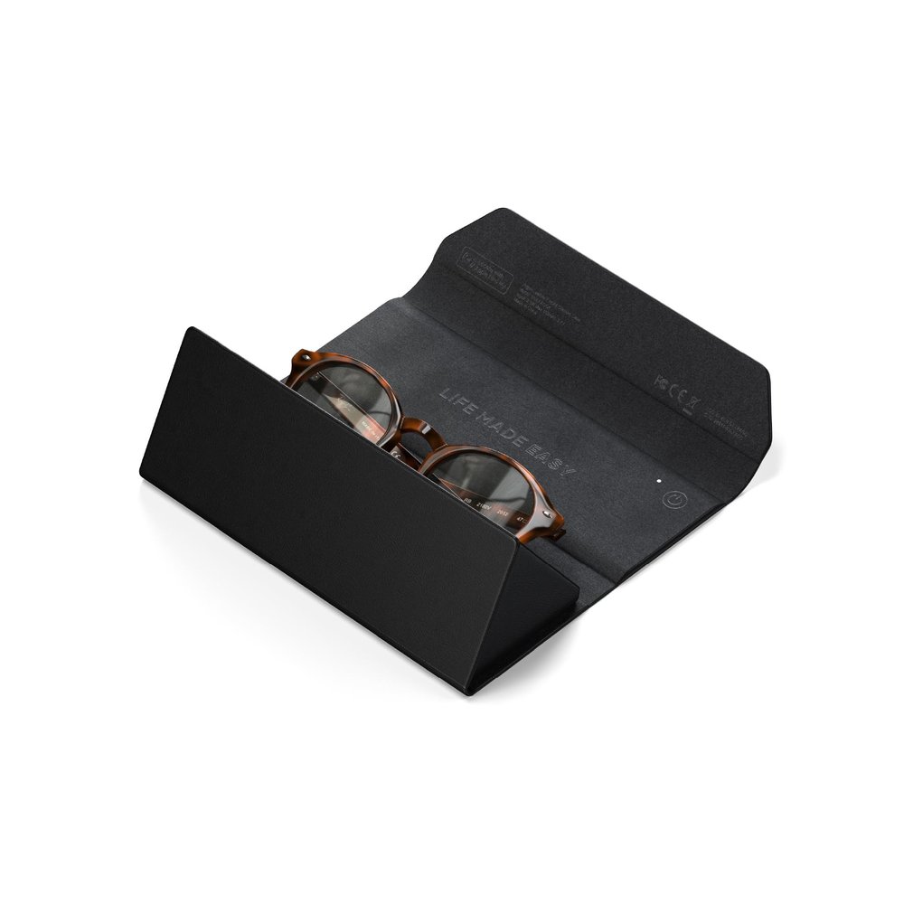 Satechi FindAll Smart Glasses Case with Find My, Foldable & Portable, Wireless Rechargeable, Left-Behind Alerts, Loud Audible Chime, Compatible with Most Glasses & XR/AR Glasses Black
