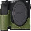 A6400 Case, BMAOLLONGB Handmade PU Leather Half Camera Case Bag Cover Bottom Opening Version for Sony Alpha A6400 with Hand Strap (Green) view 1