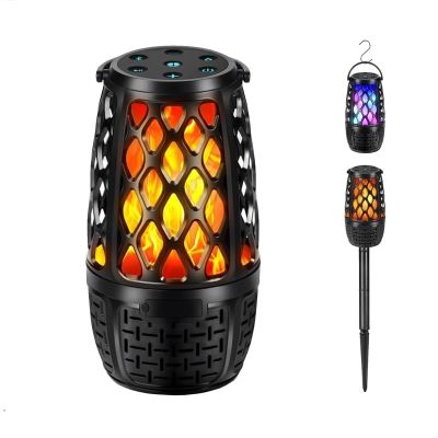 ulinkbee Outdoor Speakers, Colorful LED Flame Speaker Gift for Men, Bluetooth 5.3, Stereo Sound, Portable Wireless Speaker with Stake, Hook for Patio/Yard/Porch