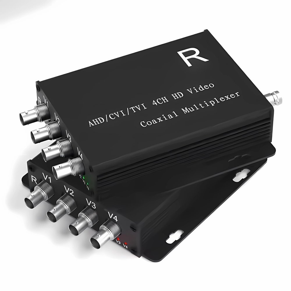 4-Channel HD Video Multiplexer, AHD/CVI/TVI/CVBS Compatible, BNC Head, 1080P Support, 100M Range