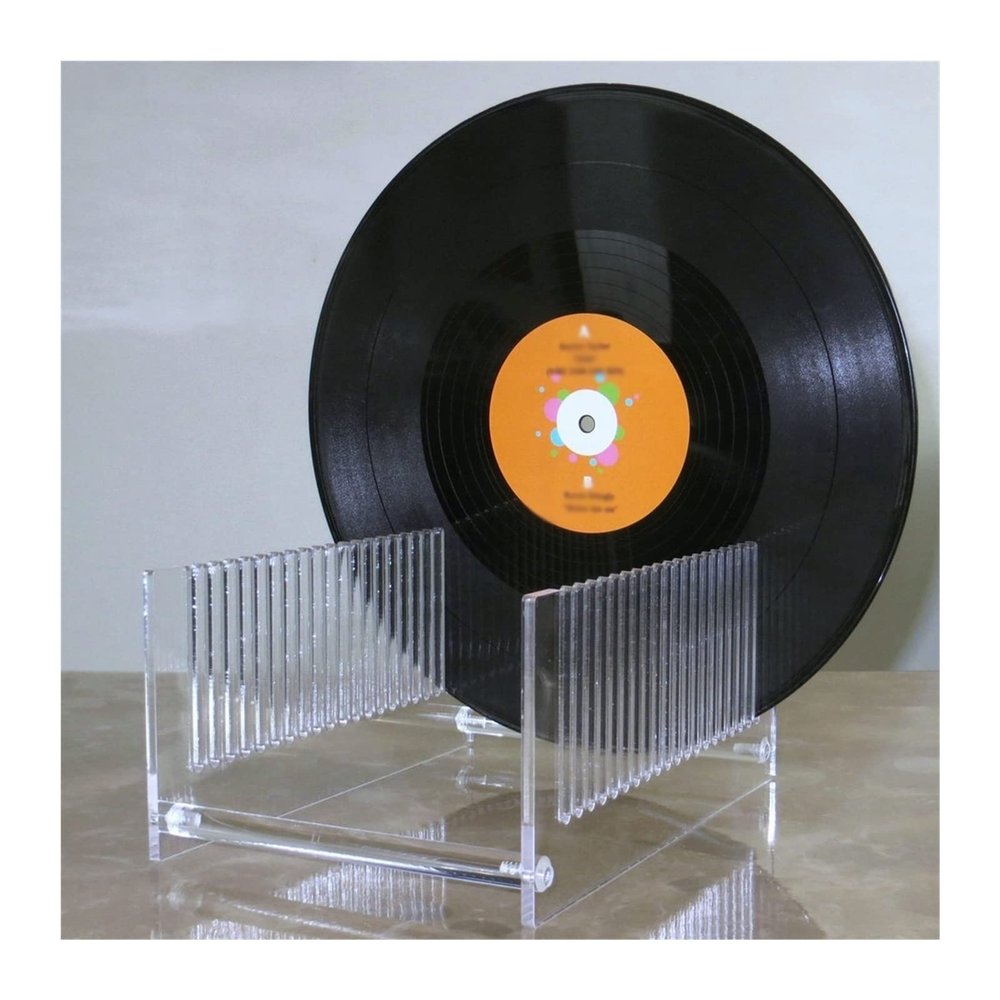 CAOJLjiaxiang-2012 CD-Holder Vinyl Record Storage Holder, Transparent Acrylic Record Display Rack- Tabletop Record Display Tray, Stacks up to 20 Albums 12 Inch Record Player Stand